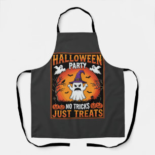 Halloween Party Ghost No Tricks Just Treats Apron