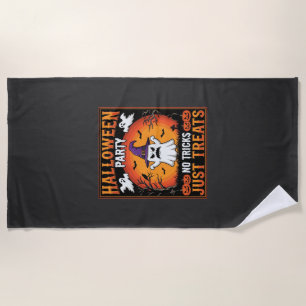 Halloween Party Ghost No Tricks Just Treats Beach Towel