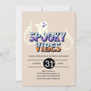 Halloween Party Ghost Spooky Vibes Birthday Invitation