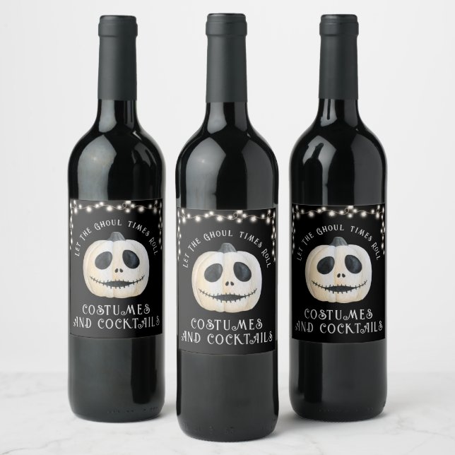 Halloween Party Ghoulish Pumpkin Wine Label (Bottles)