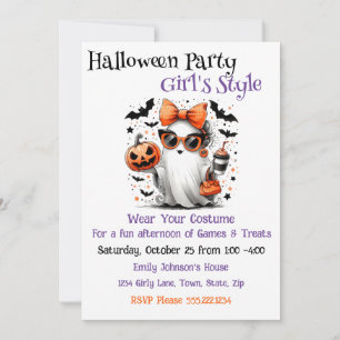 Halloween Party Girl's Style Invitation
