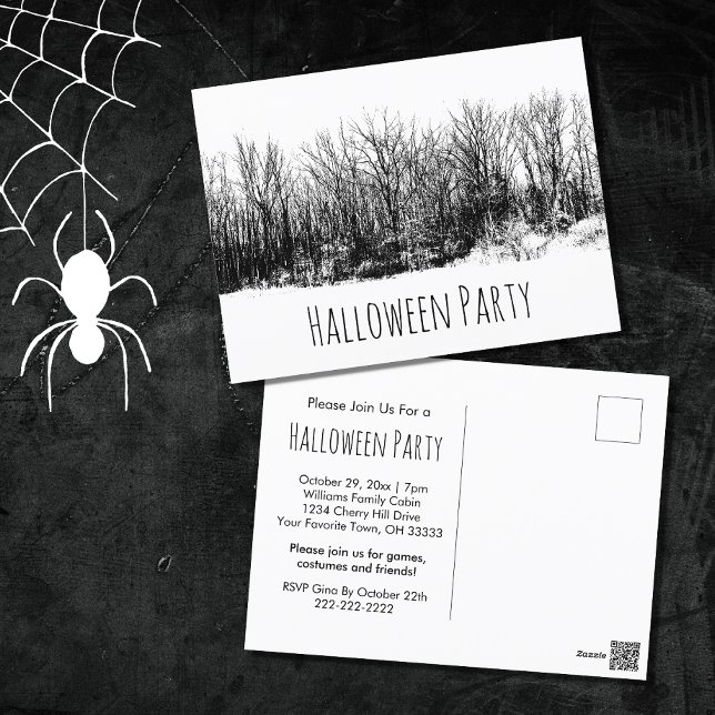 Halloween Party Gothic Black White  Invitation Postcard (Creator Uploaded)