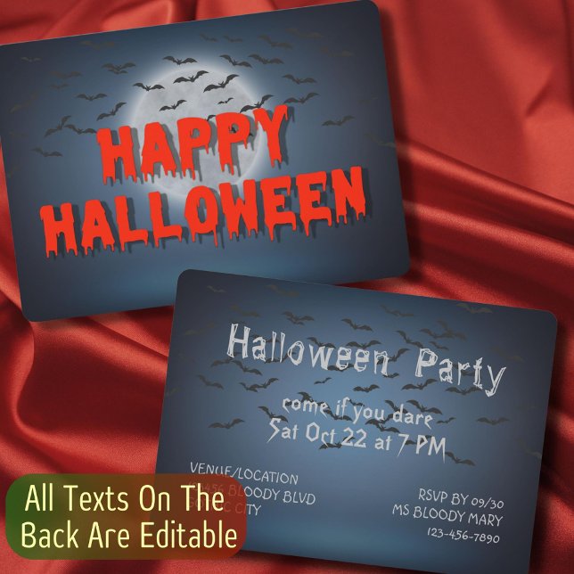 Halloween Party gothic creepy blood typography Invitation (Creator Uploaded)