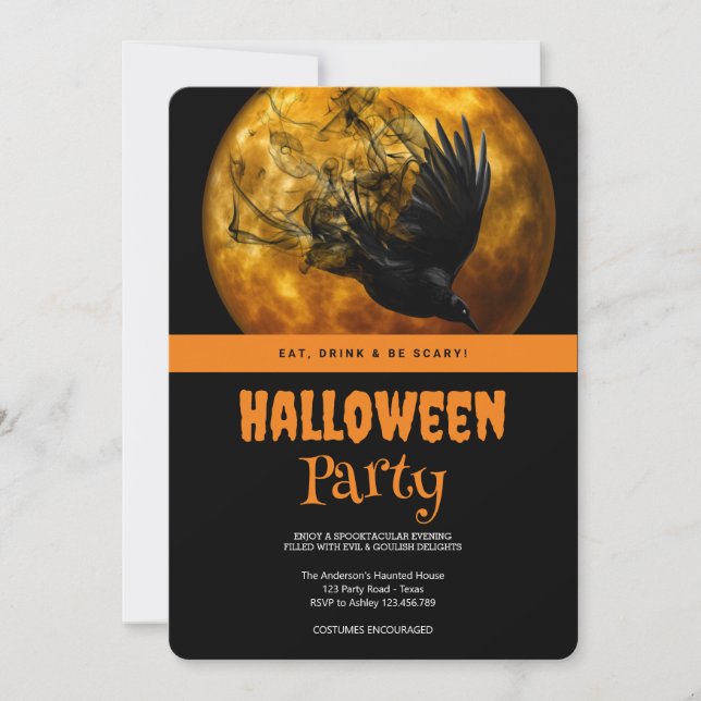 Halloween Party  Gothic Crow Invitation (Front)