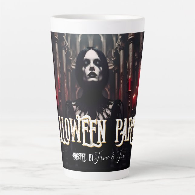 Halloween Party – Gothic Dark Invitation Latte Mug (Front)