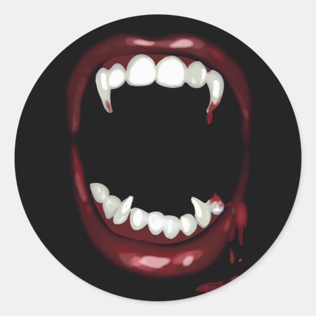 halloween party gothic Fangs Vampire Classic Round Sticker (Front)