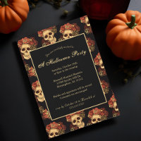 Halloween Party Gothic Skull Black Red Rose Crown