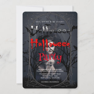 Halloween Party  Gothic witch and haunted house Invitation