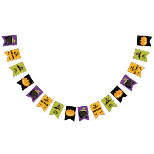 Halloween Party Green Purple Yellow Black Witch Bunting