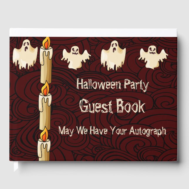 Halloween Party Guest Book Ghosts & Candles (Front)