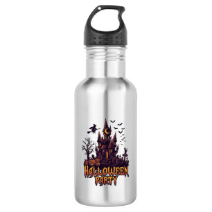 Halloween Party Haunted Castle Pumpkins Bats 532 Ml Water Bottle