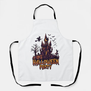 Halloween Party Haunted Castle Pumpkins Bats Apron