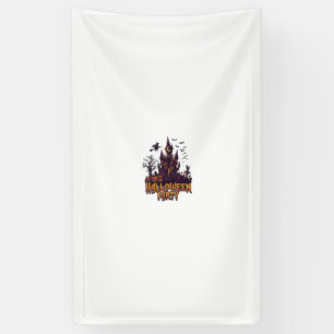 Halloween Party Haunted Castle Pumpkins Bats Banner