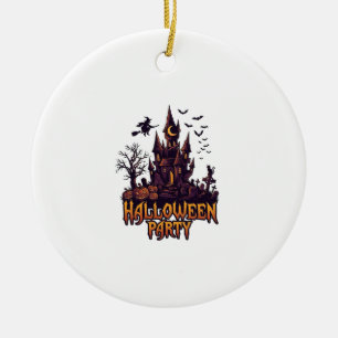 Halloween Party Haunted Castle Pumpkins Bats Ceramic Tree Decoration