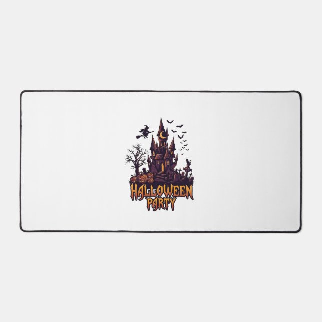Halloween Party Haunted Castle Pumpkins Bats Desk Mat (Front)