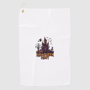 Halloween Party Haunted Castle Pumpkins Bats Golf Towel