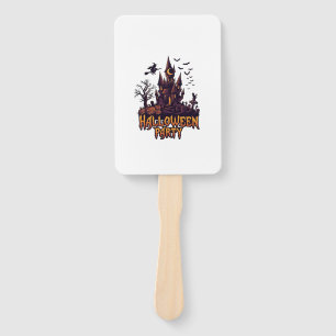 Halloween Party Haunted Castle Pumpkins Bats Hand Fan