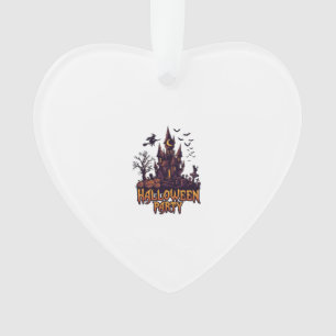 Halloween Party Haunted Castle Pumpkins Bats Ornament