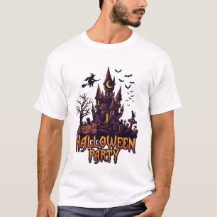 Halloween Party Haunted Castle Pumpkins Bats T-Shirt