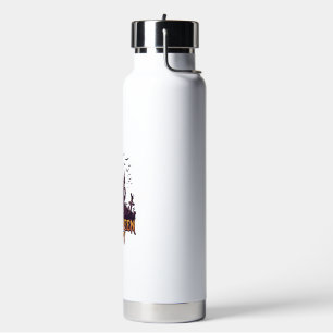Halloween Party Haunted Castle Pumpkins Bats Water Bottle