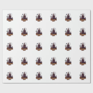Halloween Party Haunted Castle Pumpkins Bats Wrapping Paper