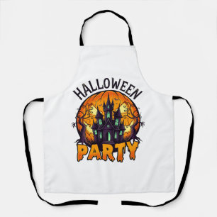Halloween Party Haunted House Pumpkin Bats_1 Apron