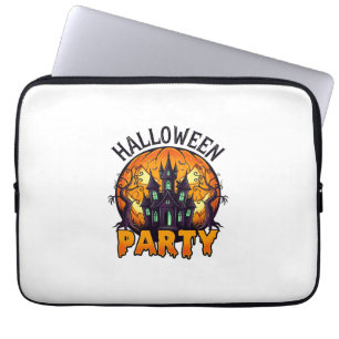 Halloween Party Haunted House Pumpkin Bats_1 Laptop Sleeve