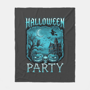 Halloween Party Haunted House Pumpkins Skull Witch Fleece Blanket