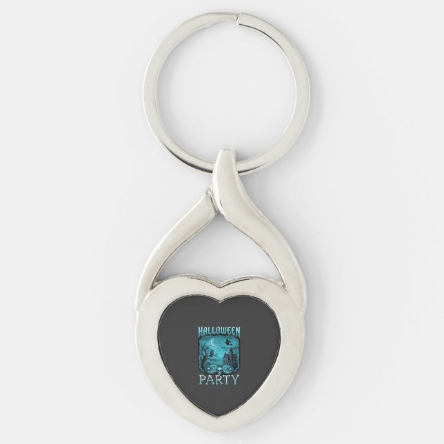 Halloween Party Haunted House Pumpkins Skull Witch Key Ring (Front)