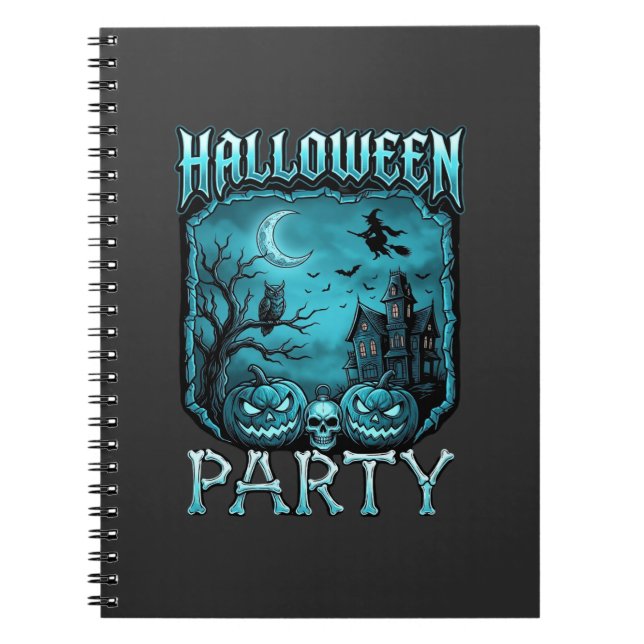 Halloween Party Haunted House Pumpkins Skull Witch Notebook (Front)