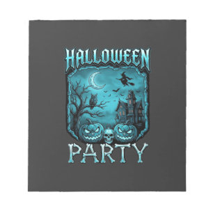 Halloween Party Haunted House Pumpkins Skull Witch Notepad