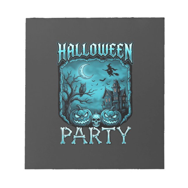 Halloween Party Haunted House Pumpkins Skull Witch Notepad (Front)