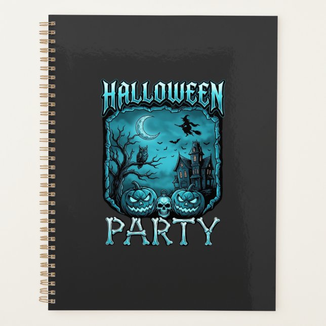 Halloween Party Haunted House Pumpkins Skull Witch Planner (Front)