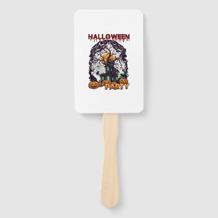 Halloween Party Haunted House Tree Pumpkins Black  Hand Fan