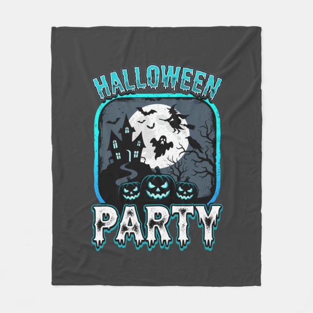 Halloween Party Haunted Pumpkin Vector Design Fleece Blanket (Front)