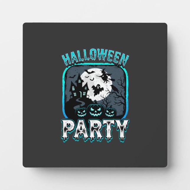 Halloween Party Haunted Pumpkin Vector Design Plaque (Front)