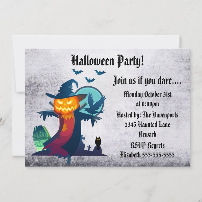 Halloween Party Haunted Scarecrow Invitation (Front)