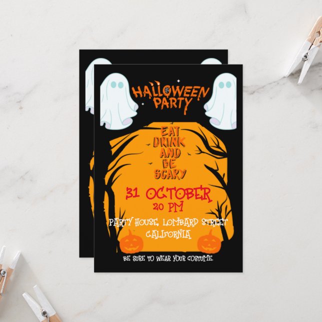 Halloween Party  Invitation (Front/Back In Situ)