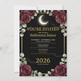Halloween Party Invitation 2026 | Elegant Gothic R