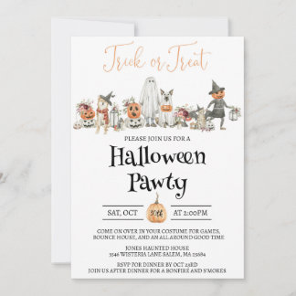 Halloween Party Invitation, A Kids and Dog Pawty Invitation