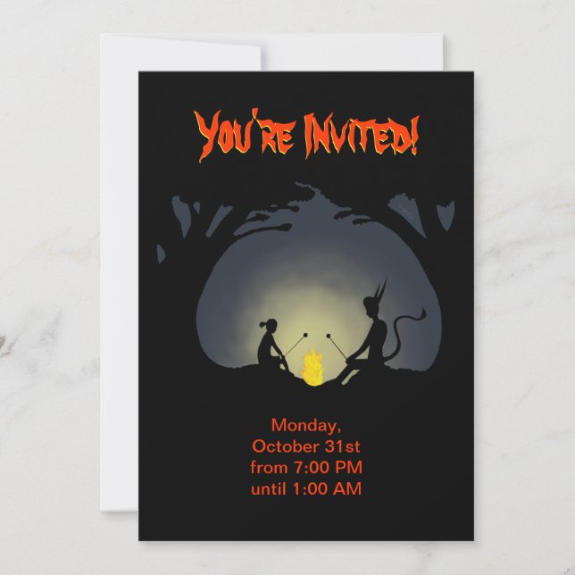 Halloween Party Invitation - Alien Camp Fire (Front)