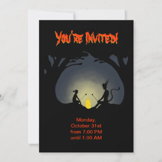 Halloween Party Invitation - Alien Camp Fire