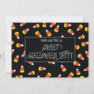 Halloween Party Invitation Candy Corn on Black