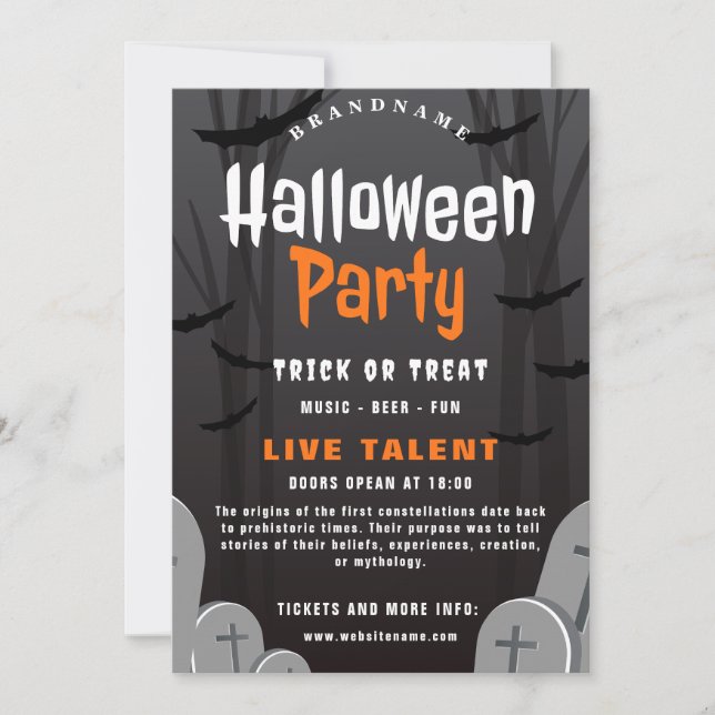 Halloween Party Invitation Card (Front)
