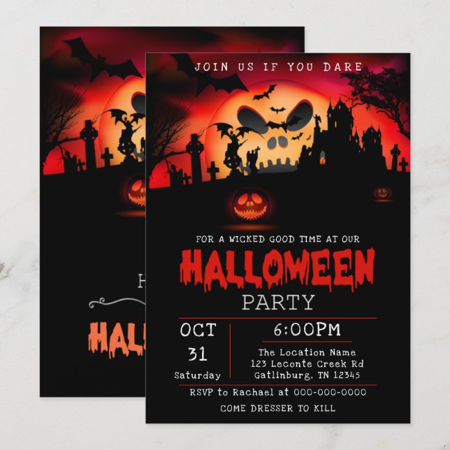 Halloween Party Invitation Creepy (Front/Back)