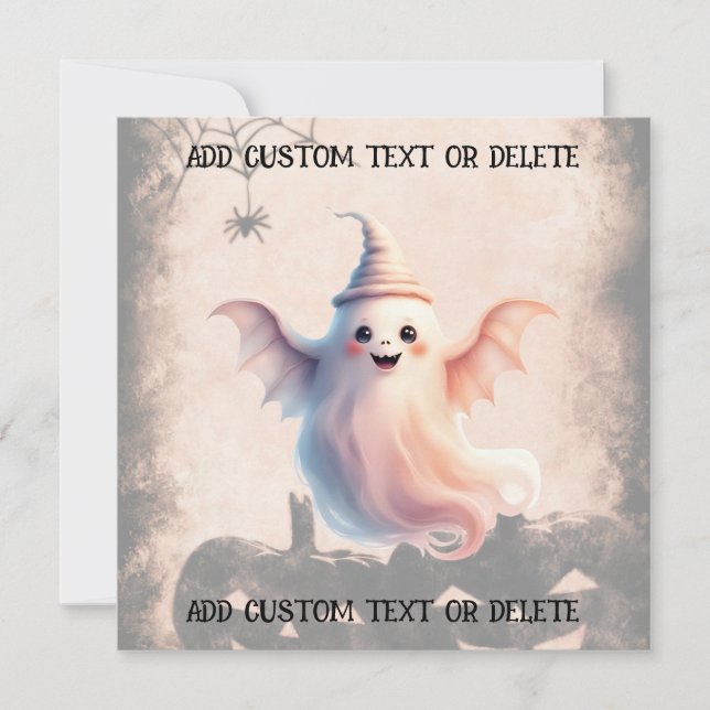 Halloween Party Invitation Cute Ghost Custom Text  (Front)