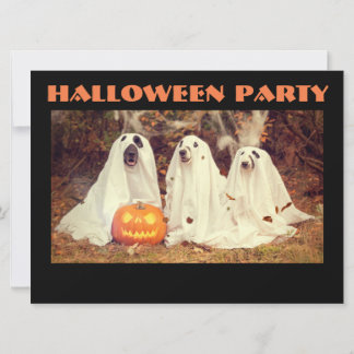 HALLOWEEN PARTY INVITATION, DOGS AS GHOSTS INVITATION