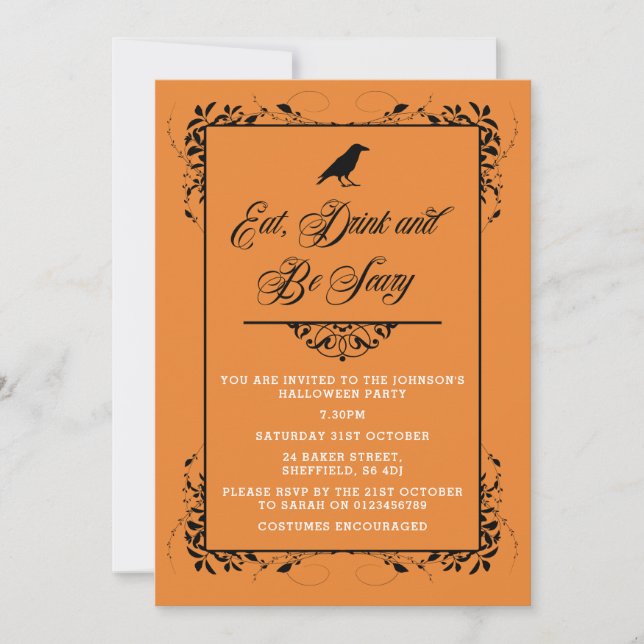 Halloween party invitation - elegant adult invite (Front)