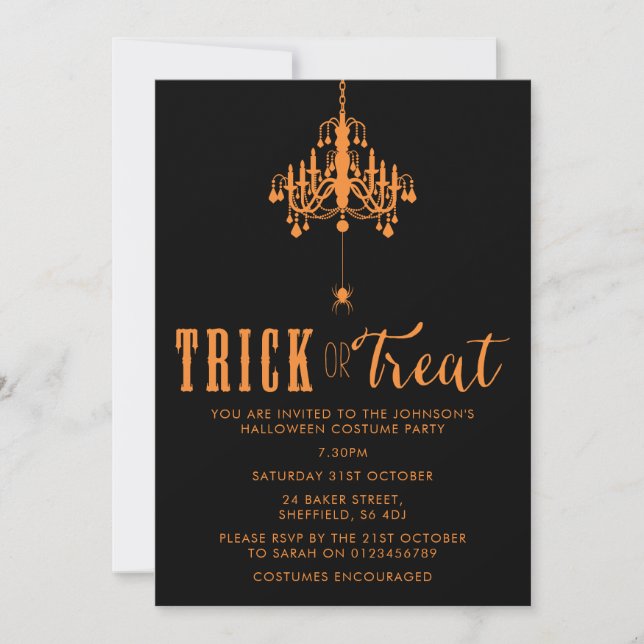 Halloween party invitation - elegant adult invite (Front)