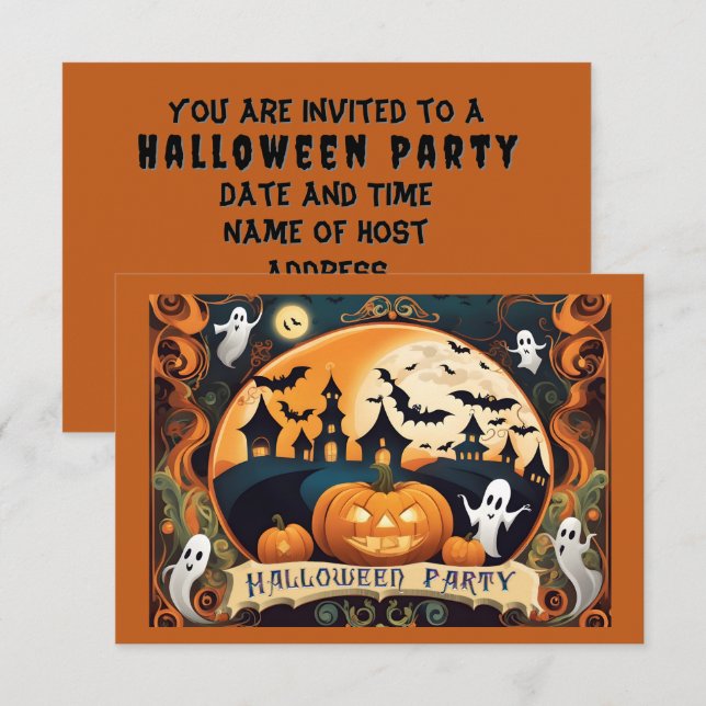 Halloween Party Invitation Enclosure Card (Front/Back)